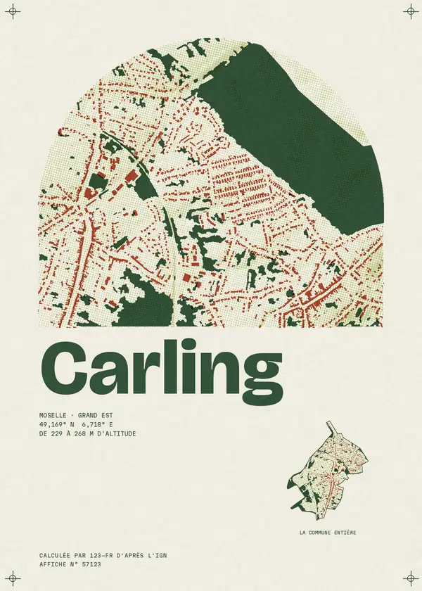Affiche de Carling, calculée par 123-fr d'après l'IGN