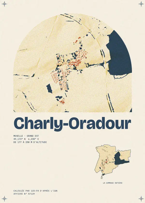 Affiche de Charly-Oradour, calculée par 123-fr d'après l'IGN