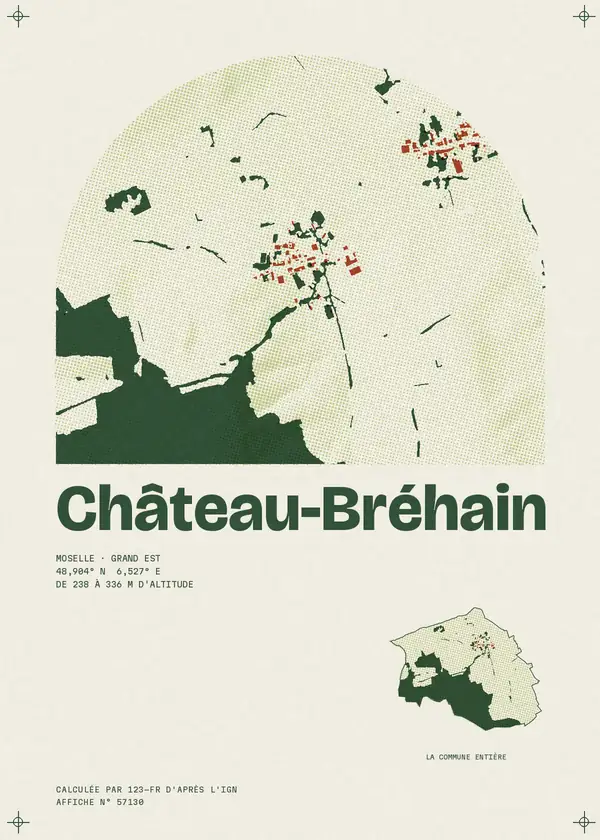 Affiche de Château-Bréhain, calculée par 123-fr d'après l'IGN