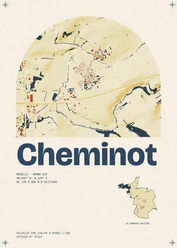 Affiche de Cheminot, calculée par 123-fr d'après l'IGN