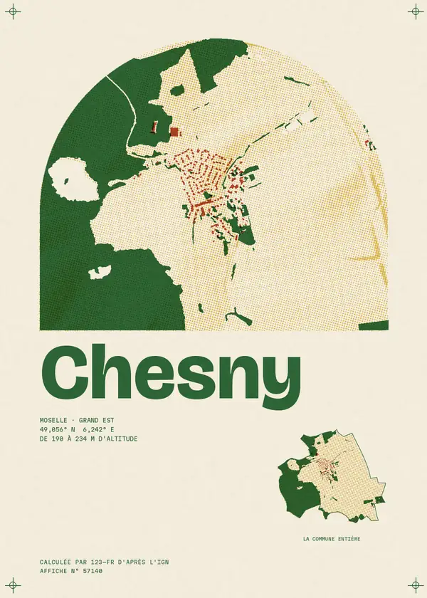 Affiche de Chesny, calculée par 123-fr d'après l'IGN