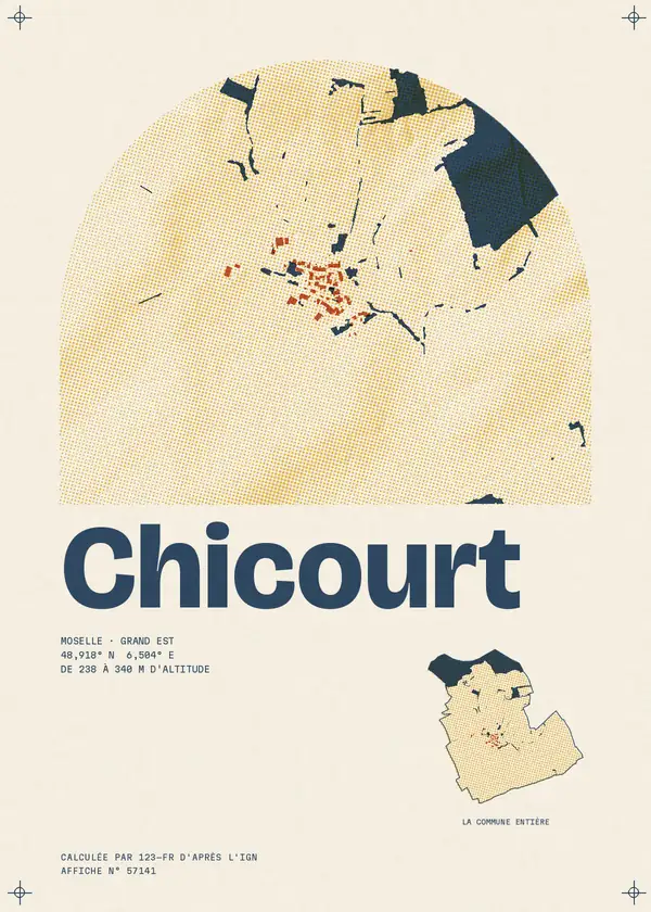 Affiche de Chicourt, calculée par 123-fr d'après l'IGN