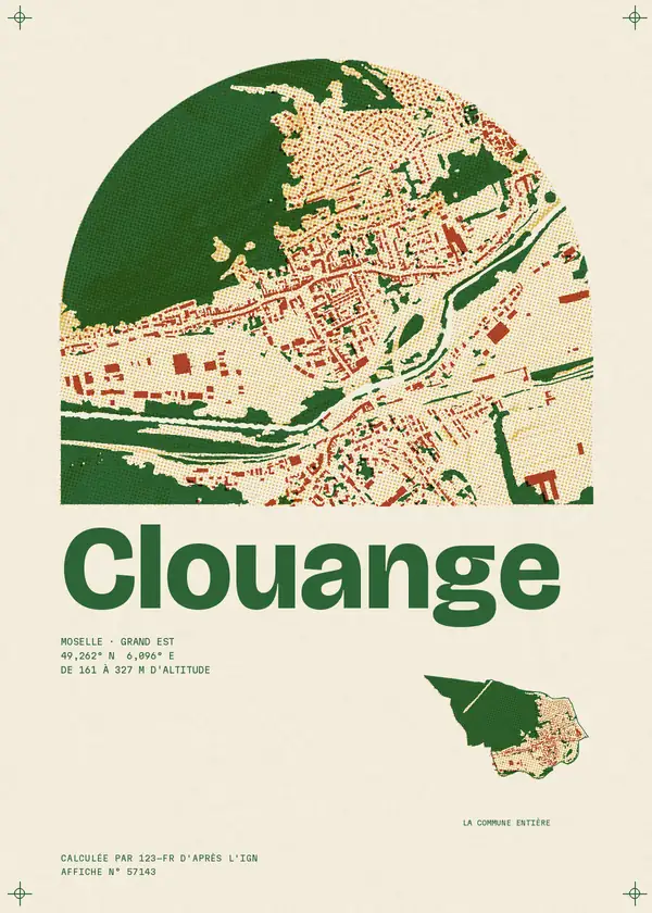 Affiche de Clouange, calculée par 123-fr d'après l'IGN