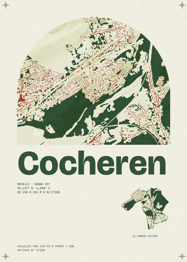 Affiche de Cocheren, calculée par 123-fr d'après l'IGN
