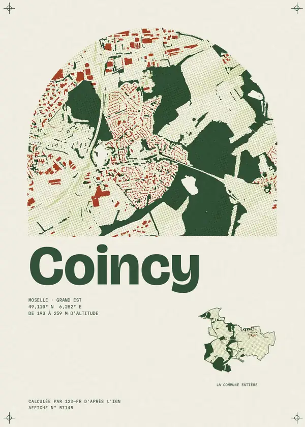 Affiche de Coincy, calculée par 123-fr d'après l'IGN