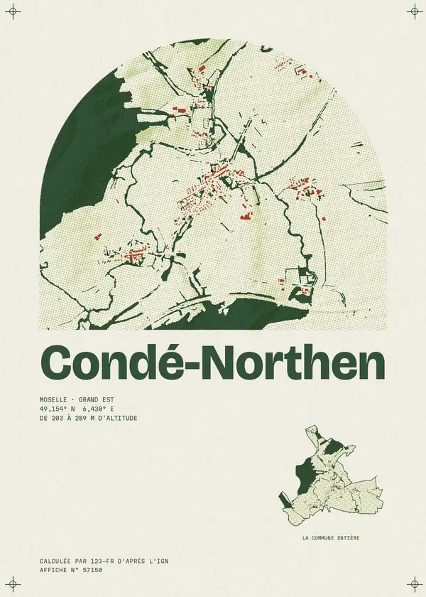 Affiche de Condé-Northen, calculée par 123-fr d'après l'IGN