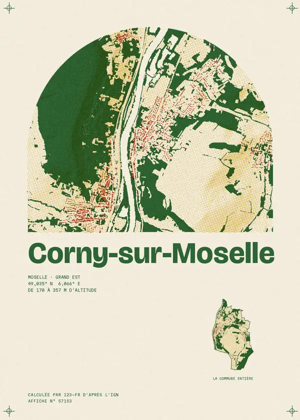 Affiche de Corny-sur-Moselle, calculée par 123-fr d'après l'IGN
