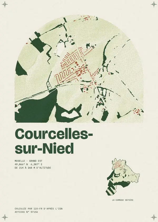 Affiche de Courcelles-sur-Nied, calculée par 123-fr d'après l'IGN