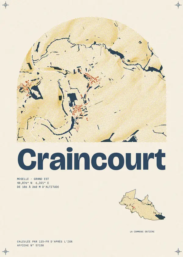 Affiche de Craincourt, calculée par 123-fr d'après l'IGN