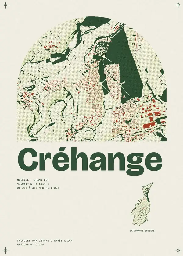 Affiche de Créhange, calculée par 123-fr d'après l'IGN