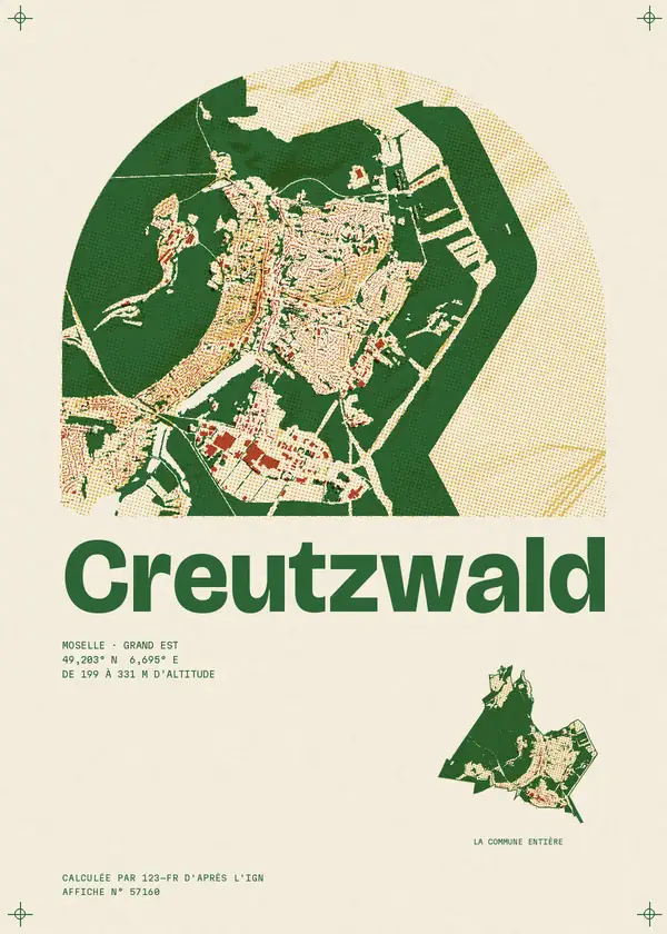 Affiche de Creutzwald, calculée par 123-fr d'après l'IGN