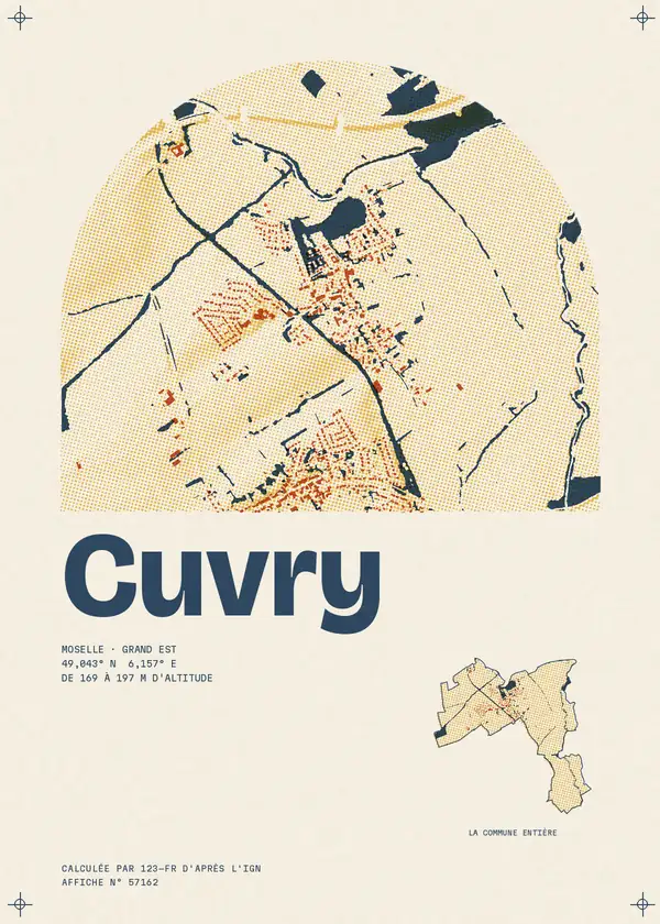 Affiche de Cuvry, calculée par 123-fr d'après l'IGN