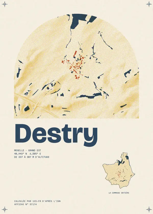 Affiche de Destry, calculée par 123-fr d'après l'IGN