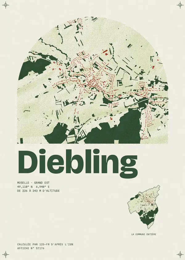 Affiche de Diebling, calculée par 123-fr d'après l'IGN