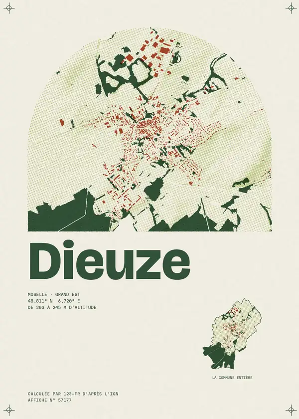 Affiche de Dieuze, calculée par 123-fr d'après l'IGN