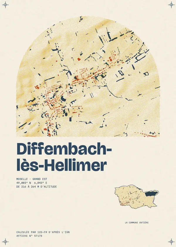 Affiche de Diffembach-lès-Hellimer, calculée par 123-fr d'après l'IGN