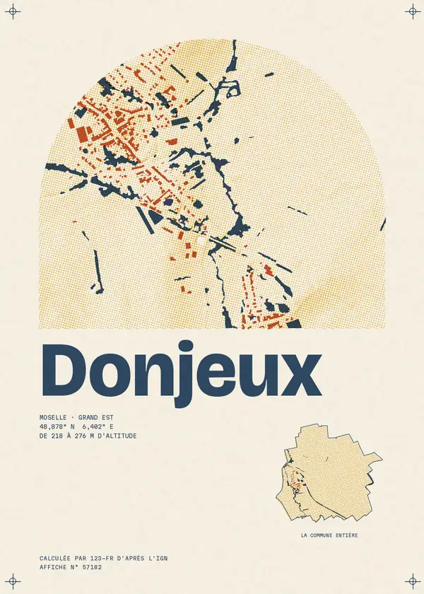 Affiche de Donjeux, calculée par 123-fr d'après l'IGN