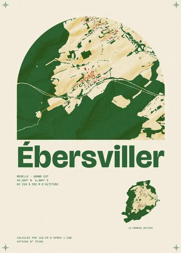 Affiche de Ébersviller, calculée par 123-fr d'après l'IGN