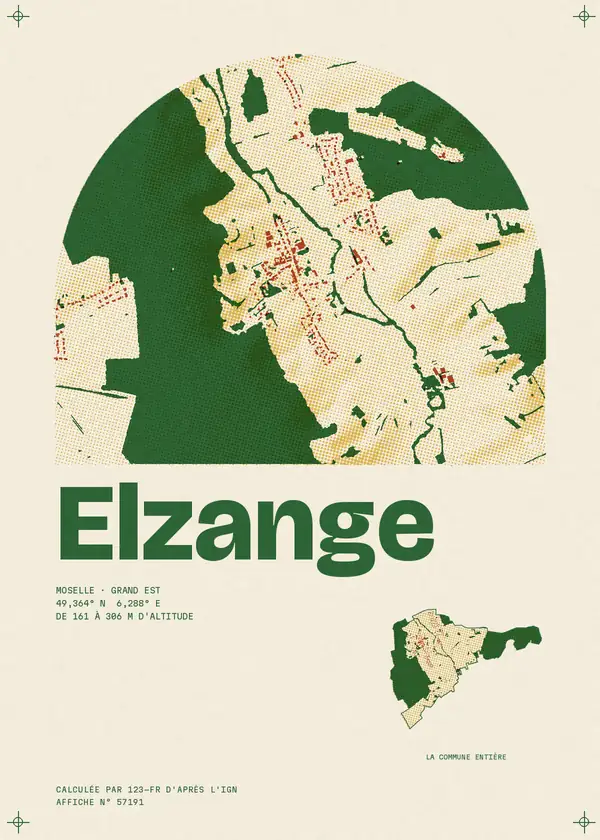 Affiche de Elzange, calculée par 123-fr d'après l'IGN