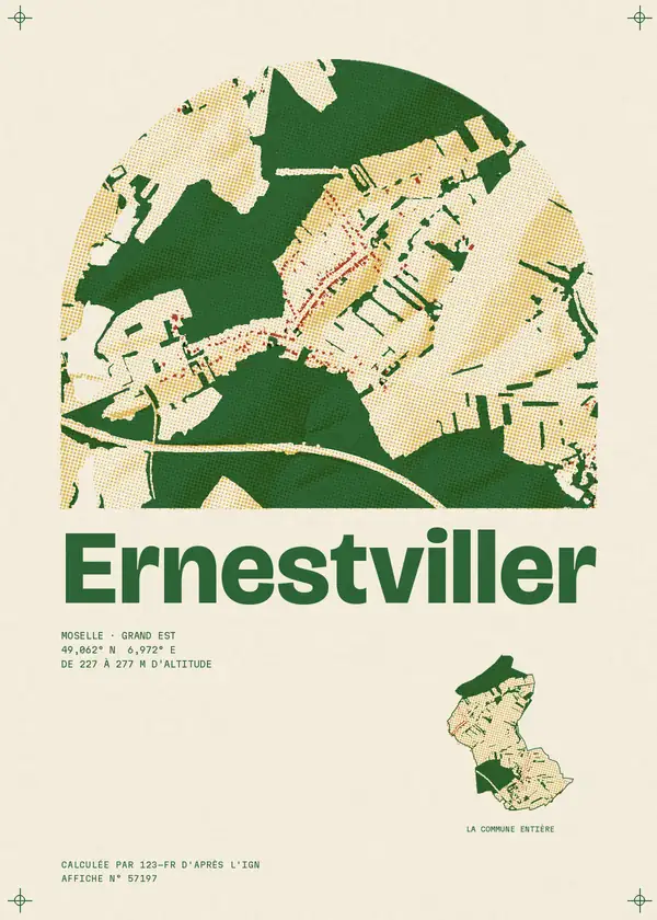 Affiche de Ernestviller, calculée par 123-fr d'après l'IGN
