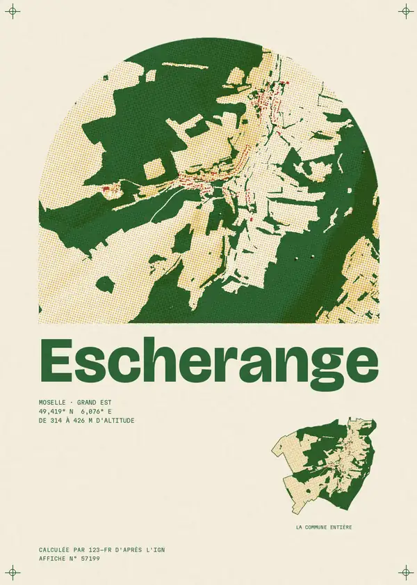 Affiche de Escherange, calculée par 123-fr d'après l'IGN