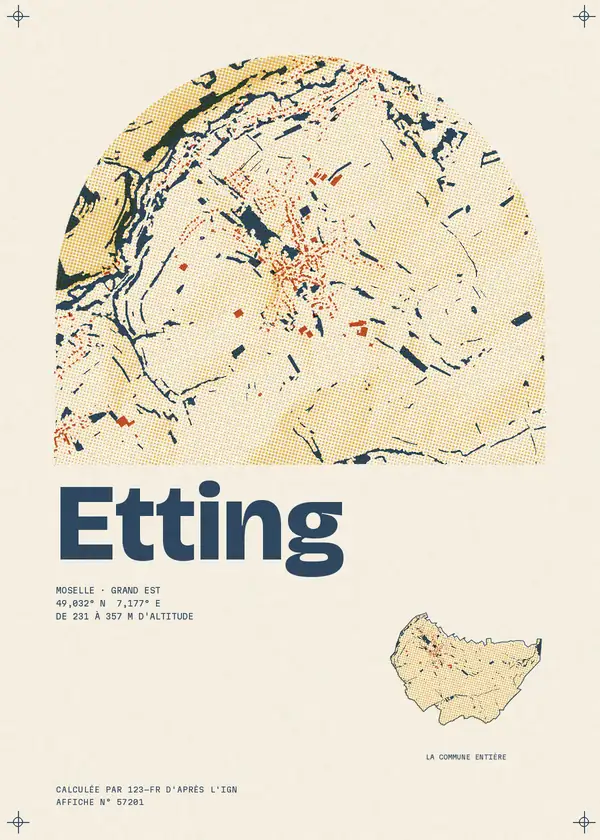 Affiche de Etting, calculée par 123-fr d'après l'IGN