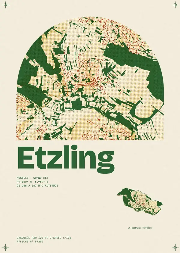 Affiche de Etzling, calculée par 123-fr d'après l'IGN