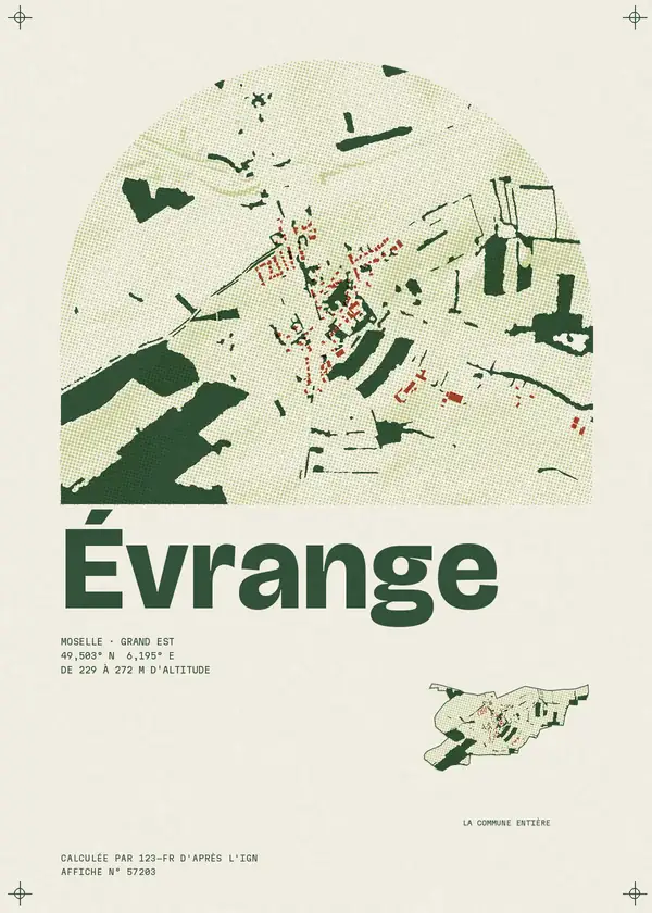 Affiche de Évrange, calculée par 123-fr d'après l'IGN