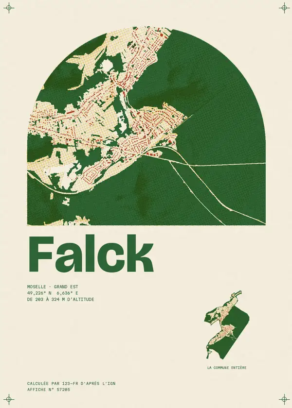 Affiche de Falck, calculée par 123-fr d'après l'IGN