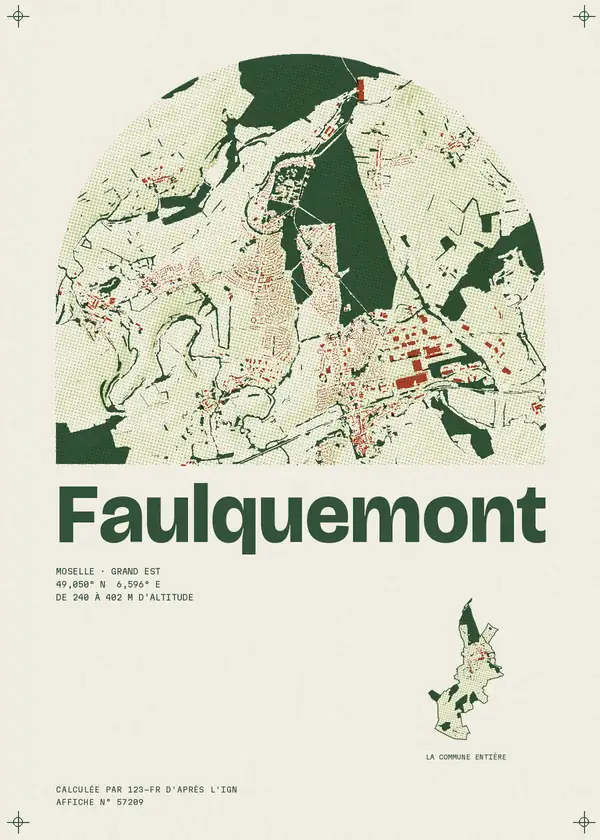 Affiche de Faulquemont, calculée par 123-fr d'après l'IGN