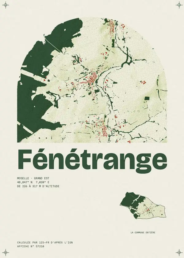 Affiche de Fénétrange, calculée par 123-fr d'après l'IGN