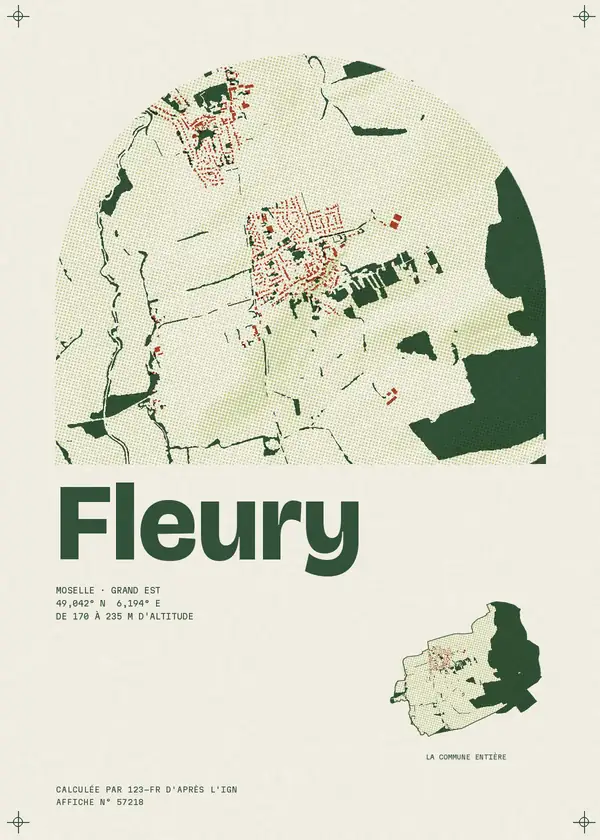 Affiche de Fleury, calculée par 123-fr d'après l'IGN