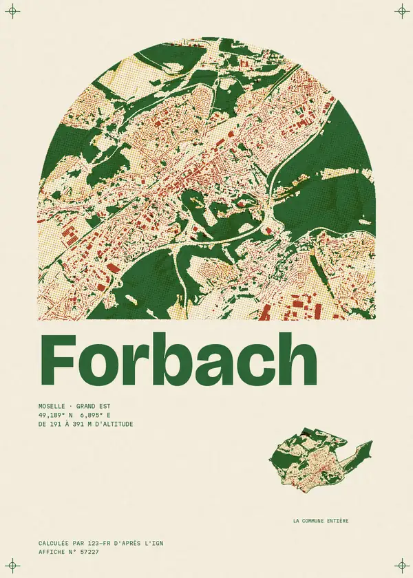 Affiche de Forbach, calculée par 123-fr d'après l'IGN