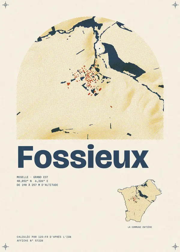 Affiche de Fossieux, calculée par 123-fr d'après l'IGN