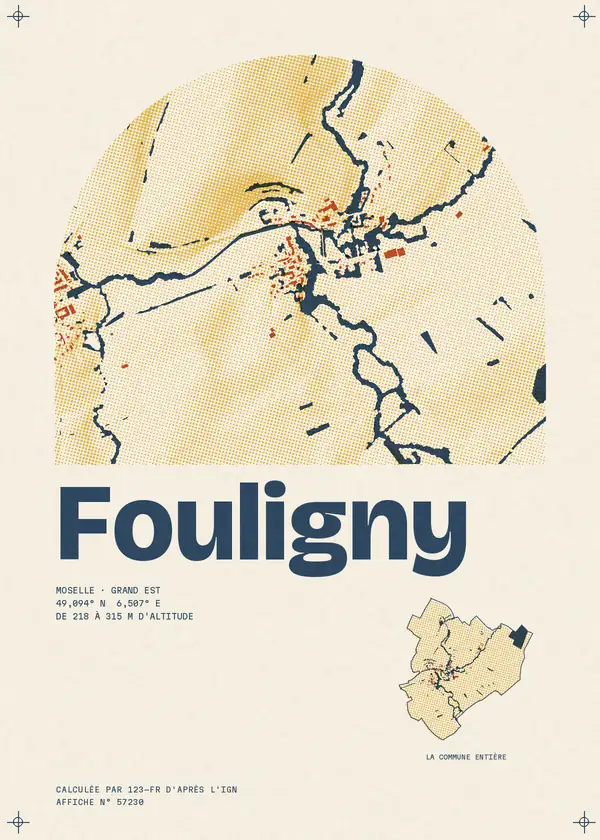 Affiche de Fouligny, calculée par 123-fr d'après l'IGN