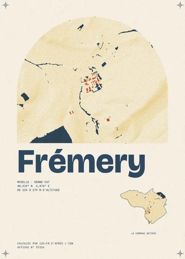 Affiche de Frémery, calculée par 123-fr d'après l'IGN