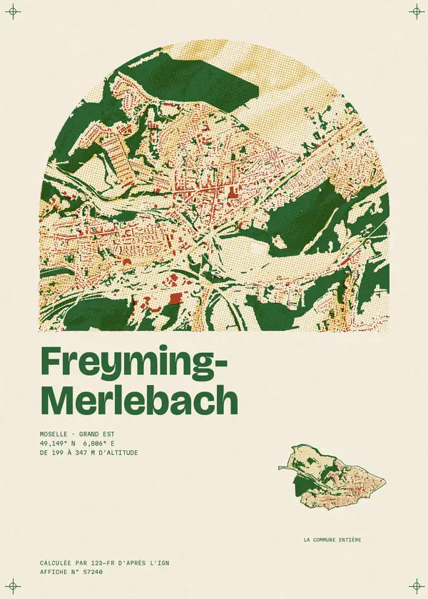 Affiche de Freyming-Merlebach, calculée par 123-fr d'après l'IGN