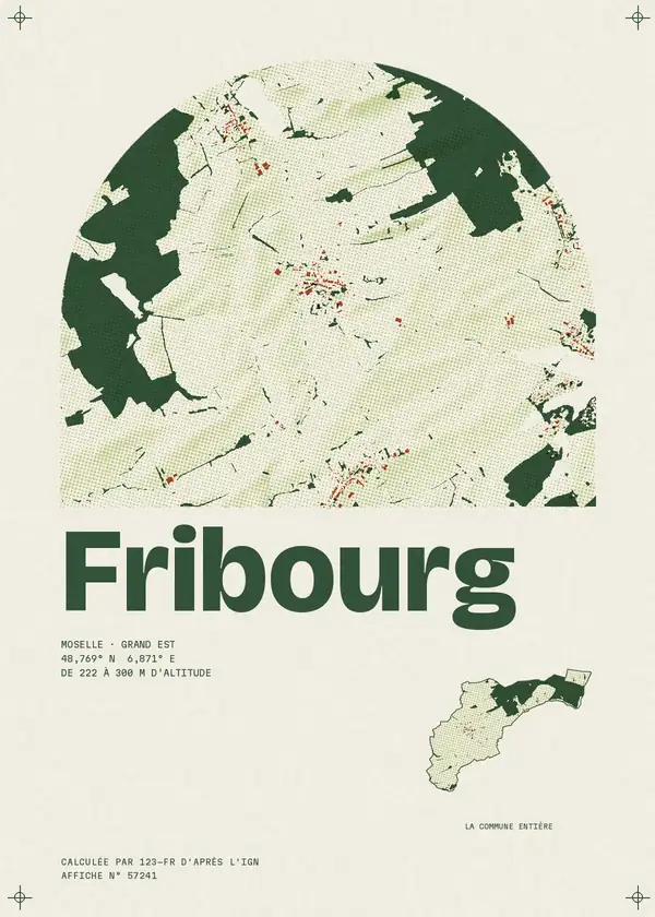 Affiche de Fribourg, calculée par 123-fr d'après l'IGN