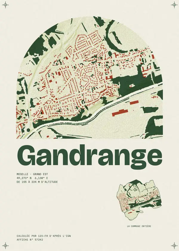 Affiche de Gandrange, calculée par 123-fr d'après l'IGN