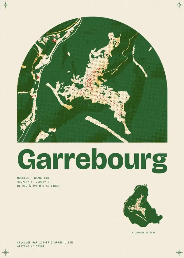 Affiche de Garrebourg, calculée par 123-fr d'après l'IGN