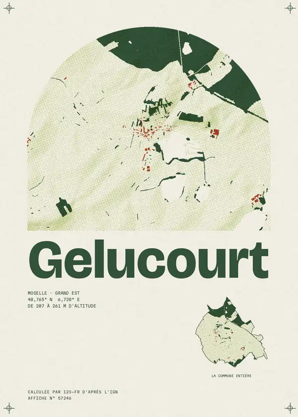 Affiche de Gelucourt, calculée par 123-fr d'après l'IGN