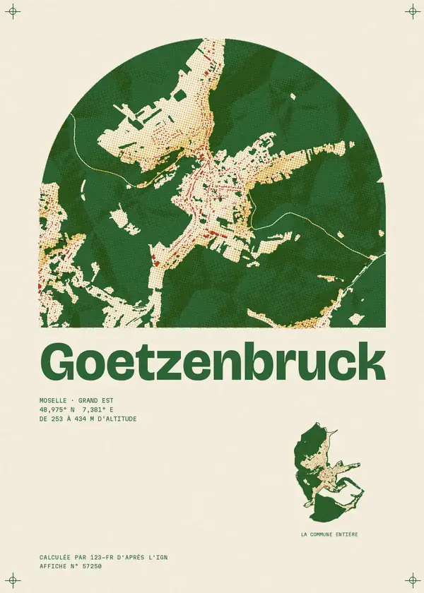 Affiche de Goetzenbruck, calculée par 123-fr d'après l'IGN