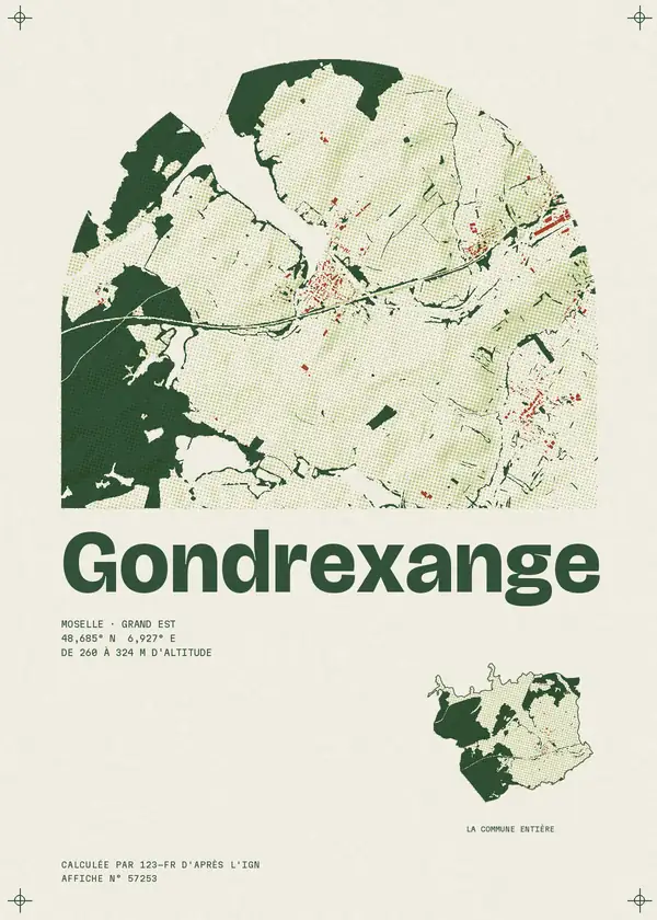 Affiche de Gondrexange, calculée par 123-fr d'après l'IGN