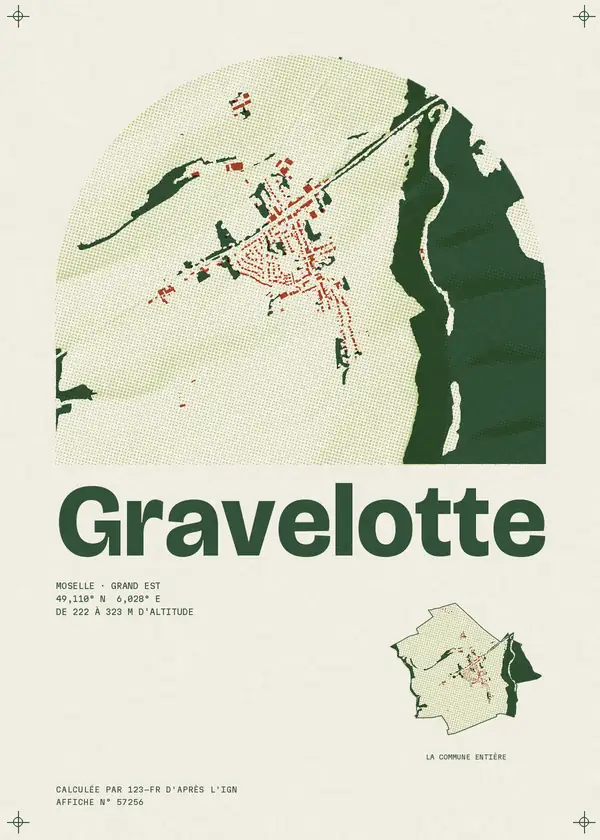 Affiche de Gravelotte, calculée par 123-fr d'après l'IGN