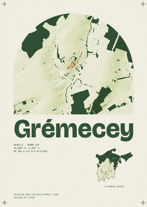 Affiche de Grémecey, calculée par 123-fr d'après l'IGN