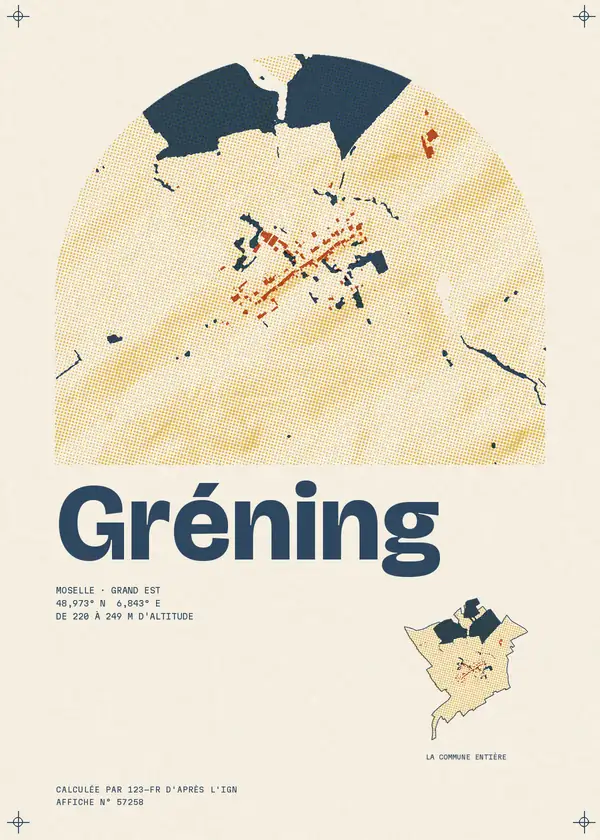 Affiche de Gréning, calculée par 123-fr d'après l'IGN