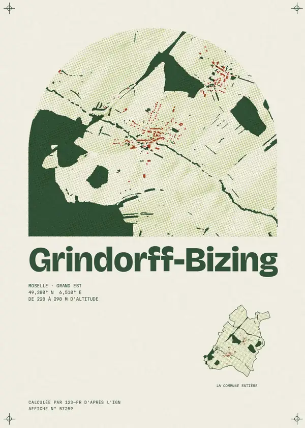 Affiche de Grindorff-Bizing, calculée par 123-fr d'après l'IGN
