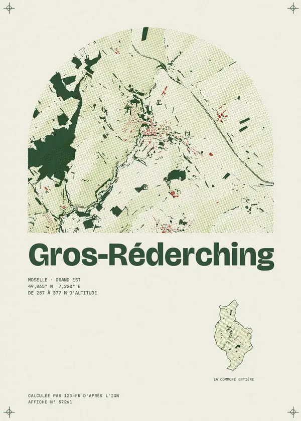 Affiche de Gros-Réderching, calculée par 123-fr d'après l'IGN