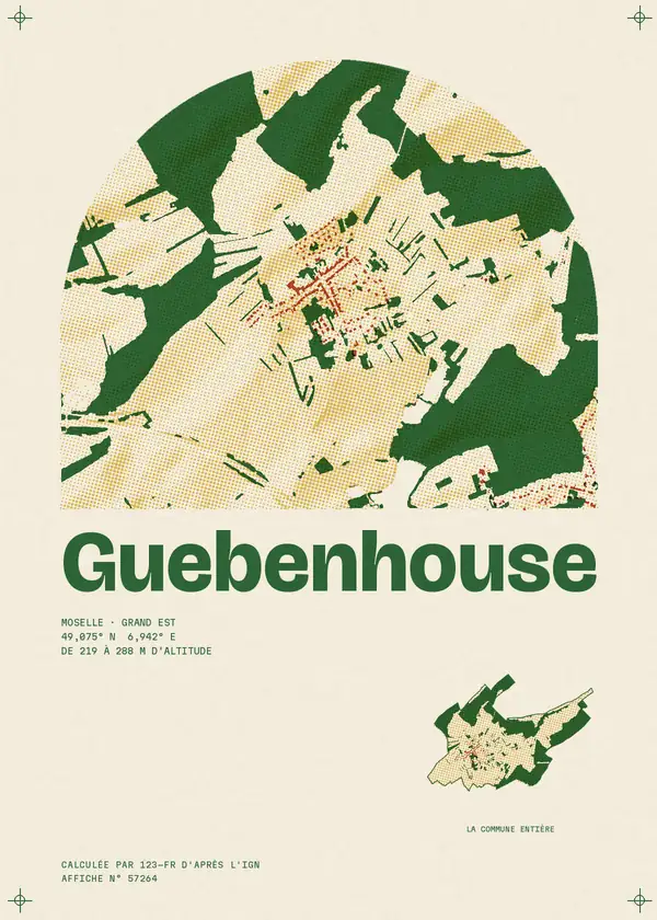 Affiche de Guebenhouse, calculée par 123-fr d'après l'IGN