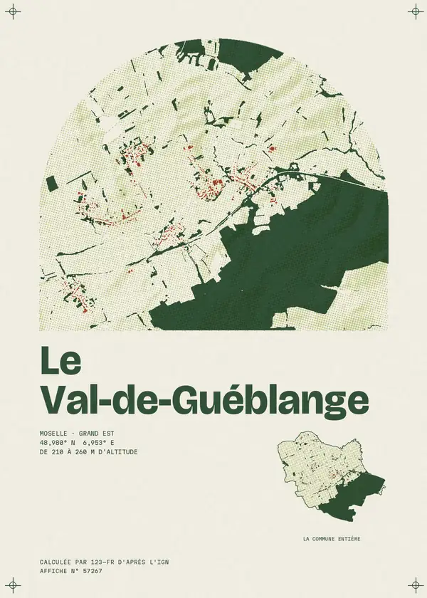 Affiche de Le Val-de-Guéblange, calculée par 123-fr d'après l'IGN